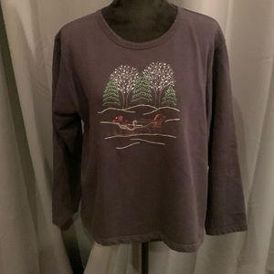 DECORATED ORIGINALS Navy Long-Sleeve Christmas T-Shirt. LARGE